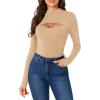 imageLYANER Womens Mock Neck Sexy Cutout Front Long Sleeve Slim Fit Bodysuit Leotard TopKhaki