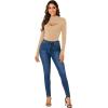 imageLYANER Womens Mock Neck Sexy Cutout Front Long Sleeve Slim Fit Bodysuit Leotard TopKhaki