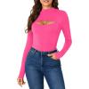 imageLYANER Womens Mock Neck Sexy Cutout Front Long Sleeve Slim Fit Bodysuit Leotard TopRose