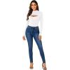 imageLYANER Womens Mock Neck Sexy Cutout Front Long Sleeve Slim Fit Bodysuit Leotard TopWhite