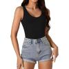 imageLYANER Womens Scoop Neck Sleeveless Bodysuit Ribbed Sexy Backless Leotard Tank TopBlack