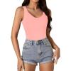 imageLYANER Womens Scoop Neck Sleeveless Bodysuit Ribbed Sexy Backless Leotard Tank TopPink
