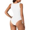 imageLYANER Womens Scoop Neck Sleeveless Bodysuit Ribbed Sexy Backless Leotard Tank TopWhite