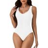 imageLYANER Womens Scoop Neck Sleeveless Bodysuit Ribbed Sexy Backless Leotard Tank TopWhite