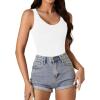 imageLYANER Womens Scoop Neck Sleeveless Bodysuit Ribbed Sexy Backless Leotard Tank TopWhite