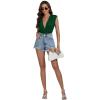 imageLYANER Womens Sexy Deep V Neck Ruched Sleeveless Tank Leotard Bodysuit TopDark Green