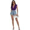 imageLYANER Womens Sexy Deep V Neck Ruched Sleeveless Tank Leotard Bodysuit TopDark Purple