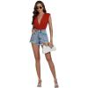 imageLYANER Womens Sexy Deep V Neck Ruched Sleeveless Tank Leotard Bodysuit TopDark Red