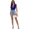 imageLYANER Womens Sexy Deep V Neck Ruched Sleeveless Tank Leotard Bodysuit TopRoyal Blue