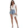 imageLYANER Womens Sexy Deep V Neck Ruched Sleeveless Tank Leotard Bodysuit TopWhite
