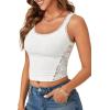 imageLYANER Womens Summer Cute Tank Tops Floral Lace Scoop Neck Sleeveless Cami Crop TopsWhite