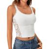 imageLYANER Womens Summer Cute Tank Tops Floral Lace Scoop Neck Sleeveless Cami Crop TopsWhite