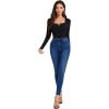 imageLYANER Womens Sweetheart Neck Long Sleeve Slim Fit Stretchy Bodysuit Leotards TopBlack