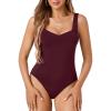 imageLYANER Womens Casual V Neck Stretch Sleeveless Tank Bodysuit Leotard TopDark Red
