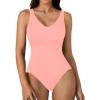 imageLYANER Womens Scoop Neck Sleeveless Bodysuit Ribbed Sexy Backless Leotard Tank TopPink