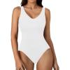 imageLYANER Womens Scoop Neck Sleeveless Bodysuit Ribbed Sexy Backless Leotard Tank TopWhite