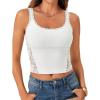 imageLYANER Womens Summer Cute Tank Tops Floral Lace Scoop Neck Sleeveless Cami Crop TopsWhite
