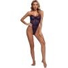 imageLYANER Womens Off Shoulder Backless Sleeveless Leotard Mesh Bodysuit TopsDark Purple