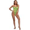 imageLYANER Womens Off Shoulder Backless Sleeveless Leotard Mesh Bodysuit TopsNeon Green