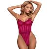 imageLYANER Womens Off Shoulder Backless Sleeveless Leotard Mesh Bodysuit TopsRose