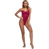 imageLYANER Womens Off Shoulder Backless Sleeveless Leotard Mesh Bodysuit TopsRose