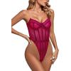 imageLYANER Womens Off Shoulder Backless Sleeveless Leotard Mesh Bodysuit TopsRose