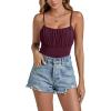 imageLYANER Womens Sexy Square Neck Sleeveless Ruched Bust Backless Going Out Tank Bodysuit TopsWine Red