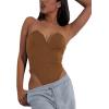 imageLYANER Womens Sexy Sweetheart Sleeveless Tube Tops Strapless Bustier Corset Leotard Bodysuit Top Brown XLarge