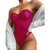 imageLYANER Womens Off Shoulder Backless Sleeveless Leotard Mesh Bodysuit TopsRose