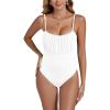 imageLYANER Womens Sexy Square Neck Sleeveless Ruched Bust Backless Going Out Tank Bodysuit TopsWhite