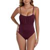 imageLYANER Womens Sexy Square Neck Sleeveless Ruched Bust Backless Going Out Tank Bodysuit TopsWine Red