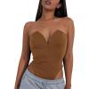 imageLYANER Womens Sexy Sweetheart Sleeveless Tube Tops Strapless Bustier Corset Leotard Bodysuit Top Brown XLarge