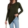 imageLYANER Womens 2024 Crew Neck Long Sleeve TShirts Loose Blouse Casual Tunic Tops for Leggings with PocketAmy Green