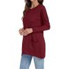 imageLYANER Womens 2024 Crew Neck Long Sleeve TShirts Loose Blouse Casual Tunic Tops for Leggings with PocketWine Red