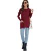imageLYANER Womens 2024 Crew Neck Long Sleeve TShirts Loose Blouse Casual Tunic Tops for Leggings with PocketWine Red