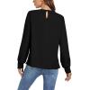 imageLYANER Womens Basic Causal Crew Neck Pleated Long Sleeve Blouse Work Shirt TopBlack