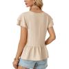 imageLYANER Womens Boho Crewneck Ruffle Hem Layer Short Sleeve Blouse Shirt TopBeige