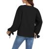 imageLYANER Womens Casual V Neck Loose Fit Puff Long Sleeve Work Blouse Shirts TopBlack