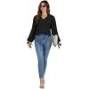 imageLYANER Womens Casual V Neck Loose Fit Puff Long Sleeve Work Blouse Shirts TopBlack