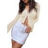 imageLYANER Womens Collar Button Down Ruched Long Sleeve Fitted Crop Tee Shirt TopBeige