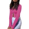 imageLYANER Womens Collar Button Down Ruched Long Sleeve Fitted Crop Tee Shirt TopRose
