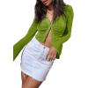 imageLYANER Womens Collar Button Down Ruched Long Sleeve Fitted Crop Tee Shirt TopSage Green