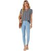 imageLYANER Womens Dressy Chiffon Blouses Summer Casual TShirts Petal Short Sleeve Notched V Neck Tunic Tops for LeggingsDusty Blue