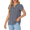 imageLYANER Womens Dressy Chiffon Blouses Summer Casual TShirts Petal Short Sleeve Notched V Neck Tunic Tops for LeggingsDusty Blue