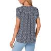 imageLYANER Womens Dressy Chiffon Blouses Summer Casual TShirts Petal Short Sleeve Notched V Neck Tunic Tops for LeggingsDusty Blue