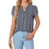 imageLYANER Womens Dressy Chiffon Blouses Summer Casual TShirts Petal Short Sleeve Notched V Neck Tunic Tops for LeggingsDusty Blue
