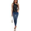 imageLYANER Womens Elegant Satin Silky One Shoulder Drape Front Sleeveless Blouse Shirt TopsBlack