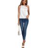 imageLYANER Womens Elegant Satin Silky One Shoulder Drape Front Sleeveless Blouse Shirt TopsWhite