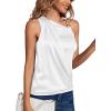 imageLYANER Womens Elegant Satin Silky One Shoulder Drape Front Sleeveless Blouse Shirt TopsWhite