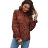 imageLYANER Womens Frill Mock Neck Flounce Long Sleeve Solid Blouse Office Shirt Top2 Orange
